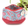 Universal-/Kosmetiktasche geblümt Rot Hellblau Handmade Unikat