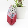 Universal-/Kosmetiktasche geblümt Rot Hellblau Handmade Unikat