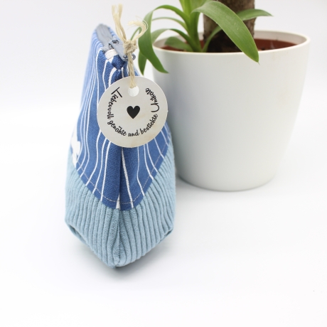 Universal-/Kosmetiktasche Schwalben Maritim Blau Handmade Unikat