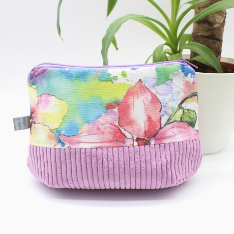 Universaltasche aus Canvas & Cord - Blumen Flieder
