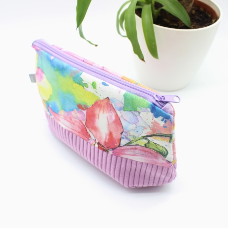 Universaltasche aus Canvas & Cord - Blumen Flieder