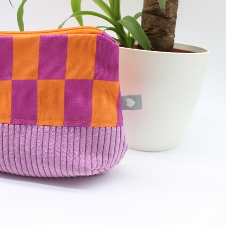 Universaltasche aus Canvas & Cord - gemustert Lila Orange