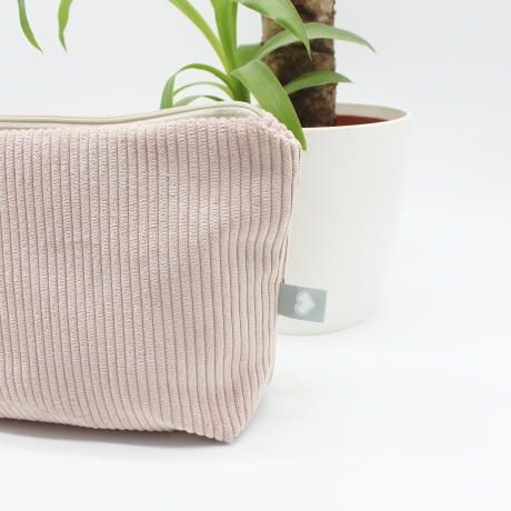 Kosmetiktasche Cord Altrosa Uni - handgenähtes Universaltäschchen