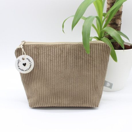 Universaltäschchen Cord Hellbraun Uni - Dackel Liebe