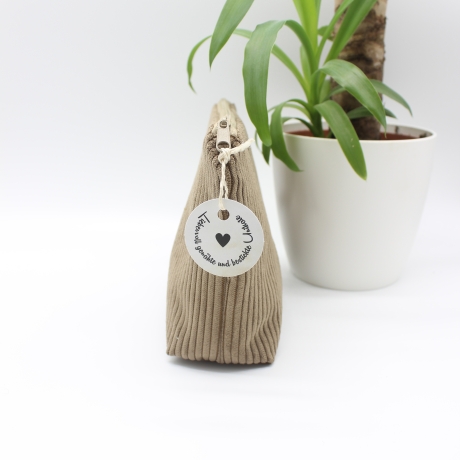 Universaltäschchen Cord Hellbraun Uni - Dackel Liebe