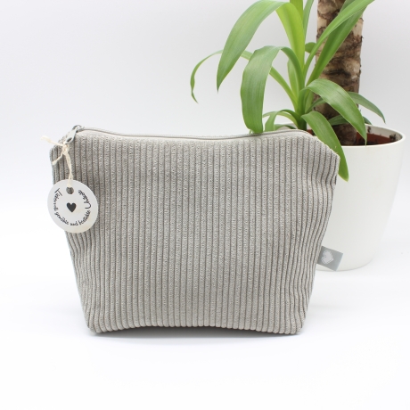 Universaltäschchen Cord Hellgrau Uni - handgenähtes Unikat