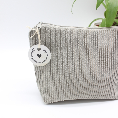 Universaltäschchen Cord Hellgrau Uni - handgenähtes Unikat