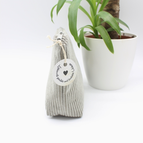 Universaltäschchen Cord Hellgrau Uni - handgenähtes Unikat