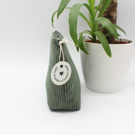 Universaltäschchen Cord Khaki Uni - süßes Hochlandrind