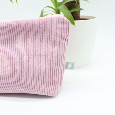 Kosmetiktasche Cord Rosa Uni - handgenähtes Universaltäschchen