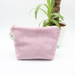 Kosmetiktasche Cord Rosa Uni - handgenähtes Universaltäschchen