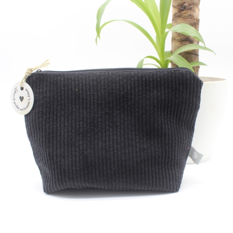 Universal-/Kosmetiktasche Cord Schwarz Geschenkidee Handmade