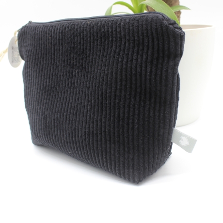 Universal-/Kosmetiktasche Cord Schwarz Geschenkidee Handmade
