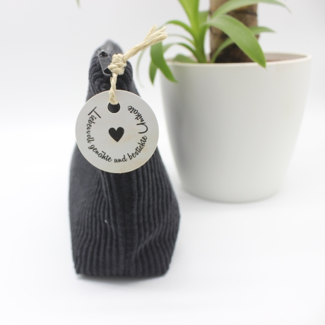 Universal-/Kosmetiktasche Cord Schwarz Geschenkidee Handmade