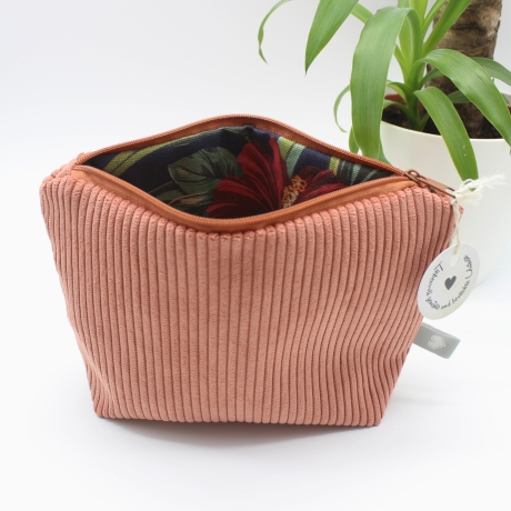 Universaltäschchen Cord Terrakotta Uni - handgenähtes Unikat