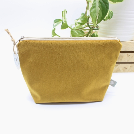 Universal-/Kosmetiktasche Samt Senfgelb Beige Geschenkidee Unikat