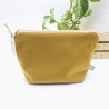 Universal-/Kosmetiktasche Samt Senfgelb Beige Geschenkidee Unikat