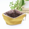 Universal-/Kosmetiktasche Samt Senfgelb Beige Geschenkidee Unikat