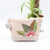 Kosmetiktasche Rosa geblümt - handgenähtes Universaltäschchen
