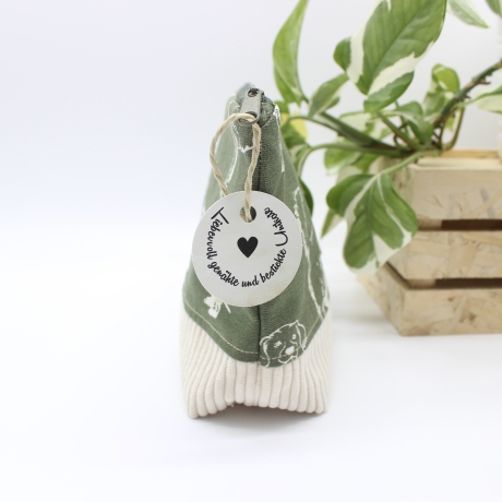 Universal-/Kosmetiktasche Hunde Khaki Beige Handmade Unikat