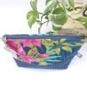 Universal-/Kosmetiktasche Blumen Pink Petrol Handmade Unikat