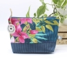 Universal-/Kosmetiktasche Blumen Pink Petrol Handmade Unikat