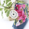 Universal-/Kosmetiktasche Blumen Pink Petrol Handmade Unikat