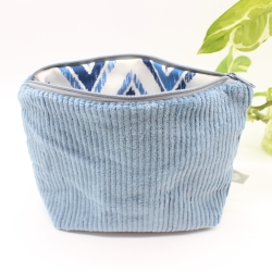 Universal-/Kosmetiktasche Cord Blau gemustert Unikat Universal-/Kosmetiktasche Cord Blau gemustert Unikat