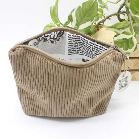 Universal-/Kosmetiktasche Cord Braun Handmade Unikat
