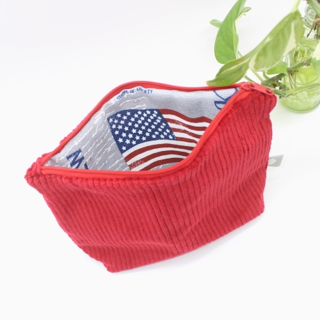 Universal-/Kosmetiktasche Cord Rot USA Reisen Unikat