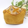 Universal-/Kosmetiktasche Cord Senfgelb Blumen Handmade Unikat
