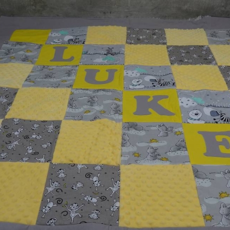 Krabbeldecke Luke, Patchwork, Kuscheldecke, Tagesdecke