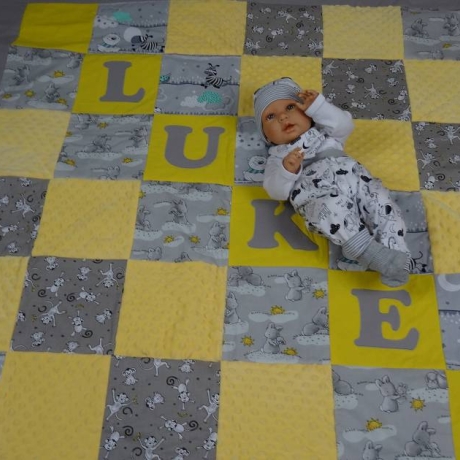 Krabbeldecke Luke, Patchwork, Kuscheldecke, Tagesdecke