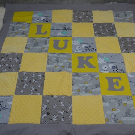 Krabbeldecke Luke, Patchwork, Kuscheldecke, Tagesdecke