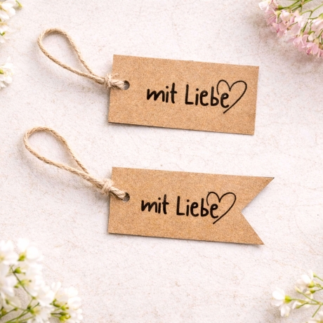 Geschenkanhänger zum Ausdrucken „mit Liebe“ PDF