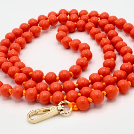 Handykette/ Holzperlenkette mit Karabinern Orange/Orange