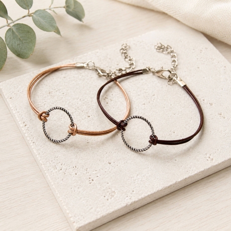 Lederarmband mit Ring Silver Circle - Schmuck aus Leder