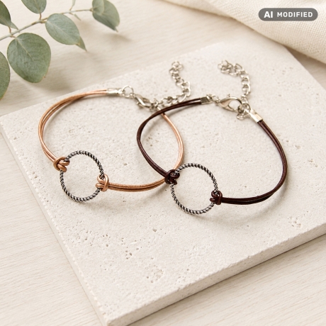 Lederarmband mit Ring Silver Circle - Schmuck aus Leder