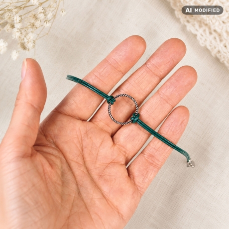 Lederarmband mit Ring Silver Circle - Schmuck aus Leder