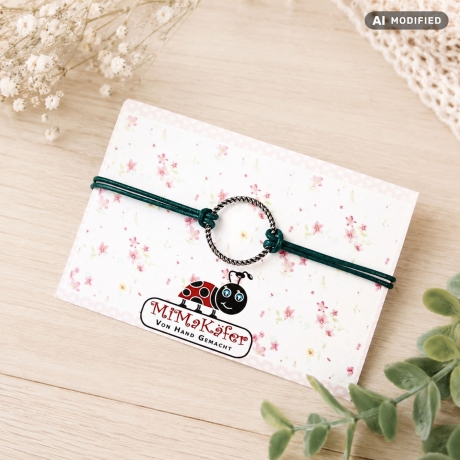 Lederarmband mit Ring Silver Circle - Schmuck aus Leder