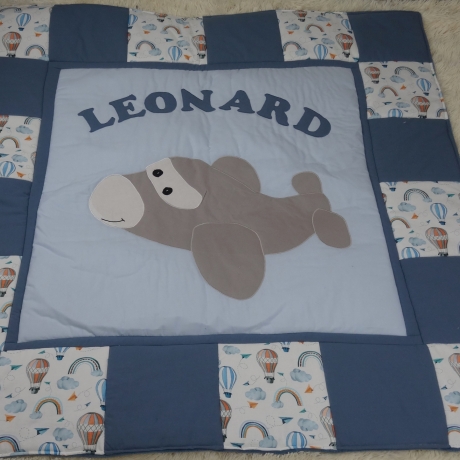 Krabbeldecke Flugzeug, Patchwork, Kuscheldecke, Tagesdecke