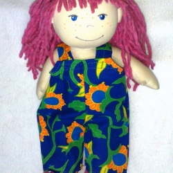 Puppenkleidung Latzhose Blau Flower passend für Puppen 30 cm Neu