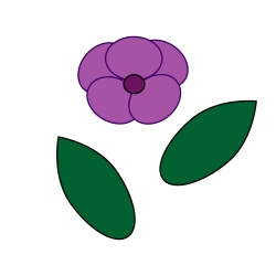 Stickdatei Violette Blume - Maße: 72,21 x 73,28 mm