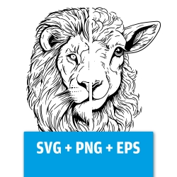 Druckdatei, SVG EPS PNG, Löwe und Lamm