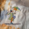 Clown tanzt im Regen - Größe 12,8 x 15,0 cm
