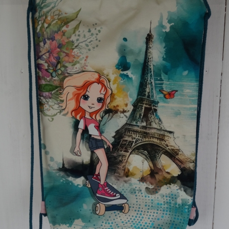 Turnbeutel, Sportbeutel, Kindergartentasche, Rucksack, Skateboard