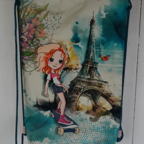 Turnbeutel, Sportbeutel, Kindergartentasche, Rucksack, Skateboard