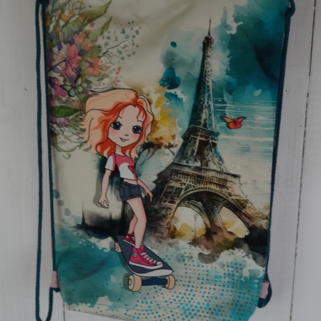 Turnbeutel, Sportbeutel, Kindergartentasche, Rucksack, Skateboard