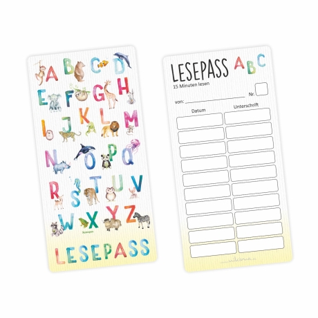 Lesepass Alphabet Lesezeichen Grundschule 100 Stück