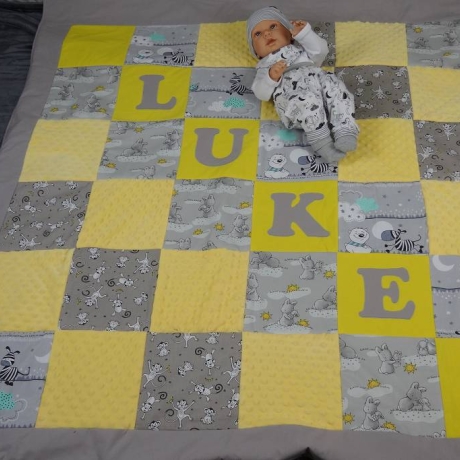 Krabbeldecke Luke, Patchwork, Kuscheldecke, Tagesdecke